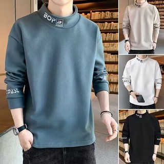  Đức Nhung Nửa Cổ Cao Cổ Nam Đáy Áo Sơ Mi Thu Đông Phong Cách Mới Dạo Phố Áo Ấm Dày Bên Trong Áo Len 