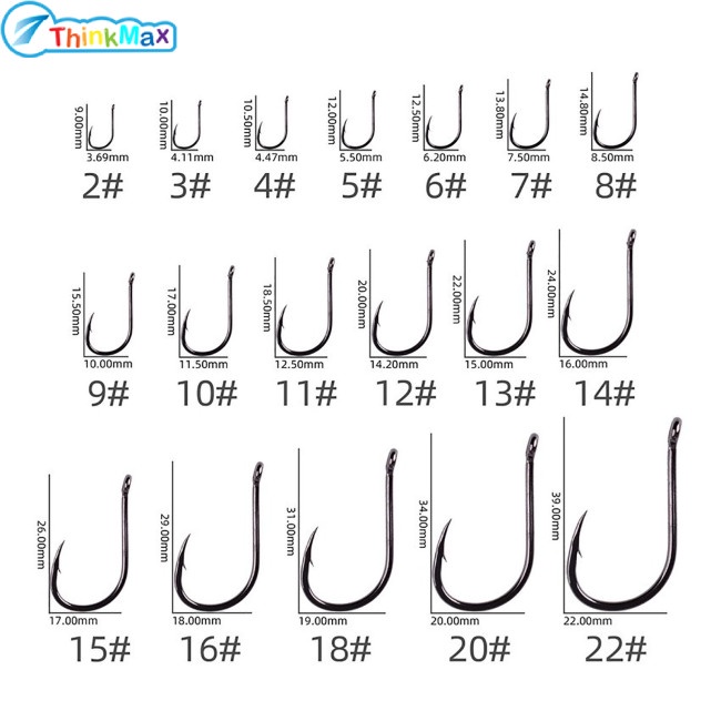 20 Cái / 50 Chiếc Vòng Tròn Cá Chép Mắt Móc Câu Cá 2-22 # Thép Carbon Cao Móc Cá Có Vòng Câu Cá Phụ Kiện
