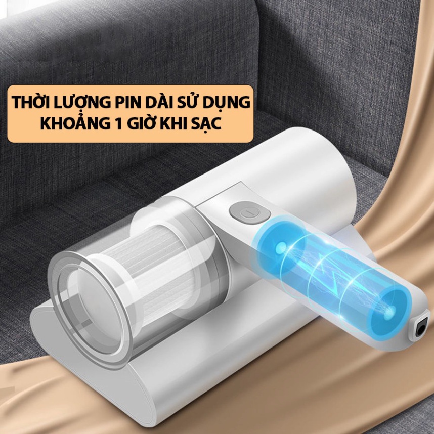 Máy hút bụi giường nệm, chăn ga, ghế sofa - máy hút bụi mini không dây sạc pin có tia UV khử khuẩn - HB2