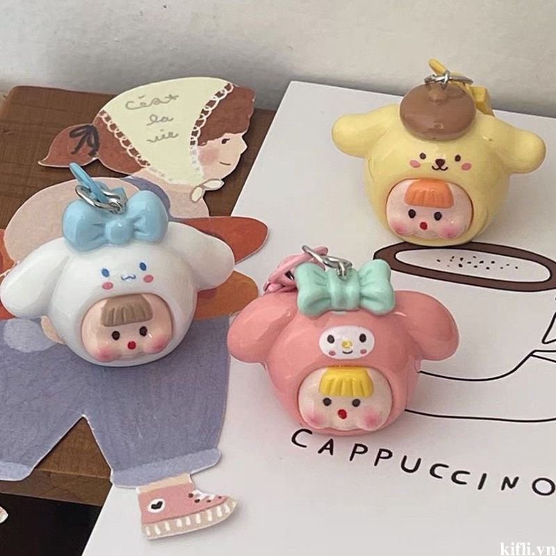 🌸🌸Móc Khóa Hình Mặt Em Bé Sanrio Cinnamoroll Kulomi Hoạt Hình Đáng Yêu