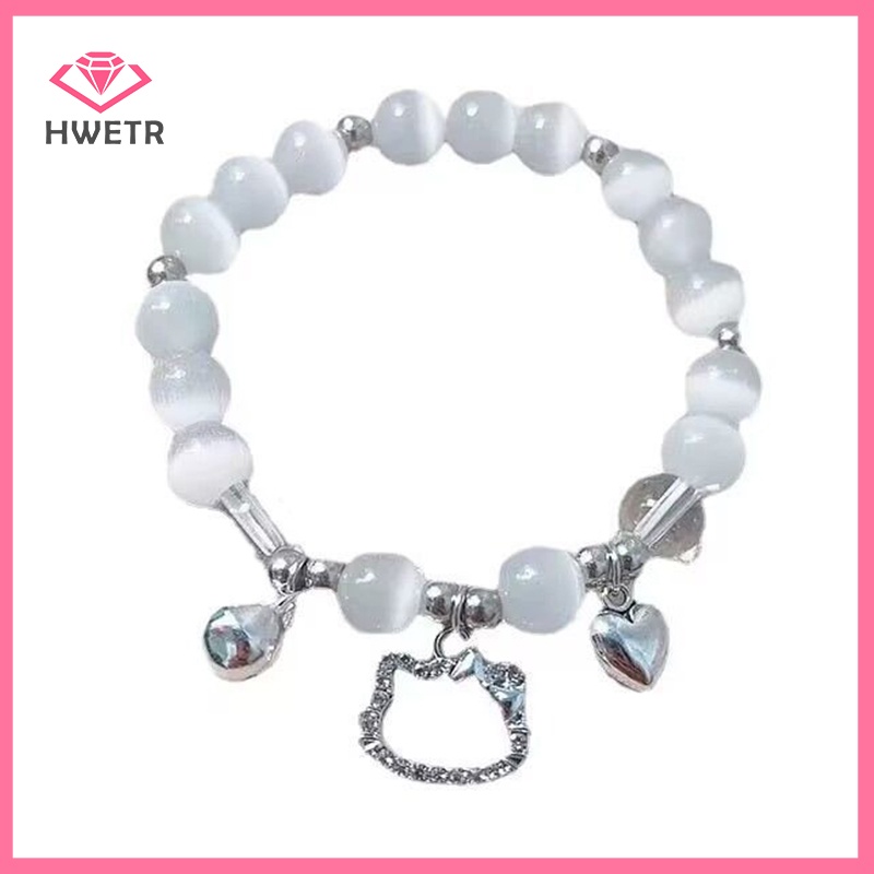 SANRIO Hwtr Vòng Tay Chuỗi Hạt Hợp Kim Hình hello kitty Thời Trang Ngọt Ngào Cho Nữ Mới