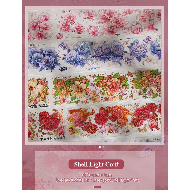 Cuộn Băng Dính 55mm * 200cm Họa Tiết Vỏ Sò / Hoa Phong Cảnh diy Sáng Tạo Trang Trí Phong Cảnh