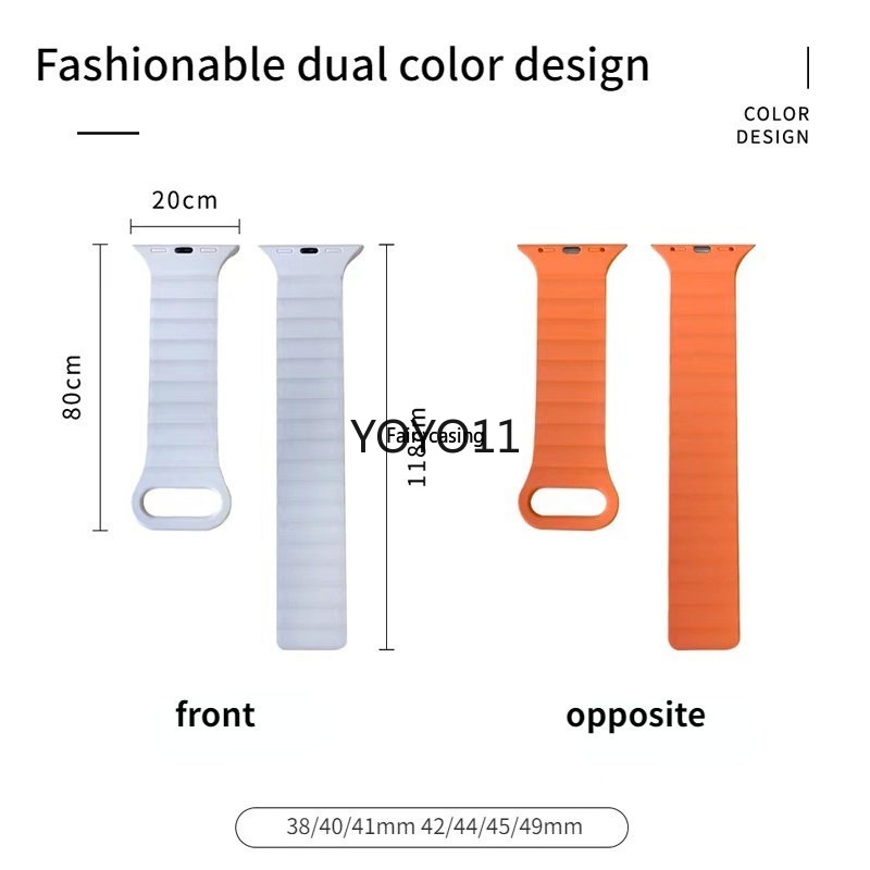 Dây Đeo Silicon Hai Màu Có Nam Châm Cho Đồng Hồ Thông Minh apple watch 41mm 45mm 49mm 44mm 40 / 38 / 42mm iwatch ultra2 series 9 7 6 4 3 8