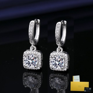 [Có chứng nhận GRA] Bông tai hình vuông cổ điển Bông tai kim cương trắng sang trọng thời trang, Trang sức cao cấp