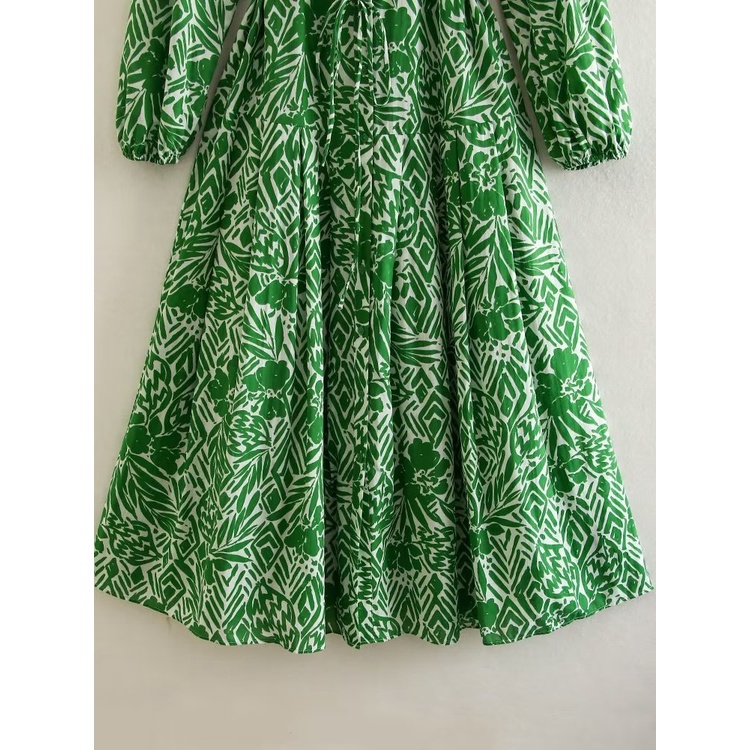 Zara Đầm cotton Dáng Dài In Họa Tiết Phong Cách retro Âu Mỹ Cho Nữ 2548041 500