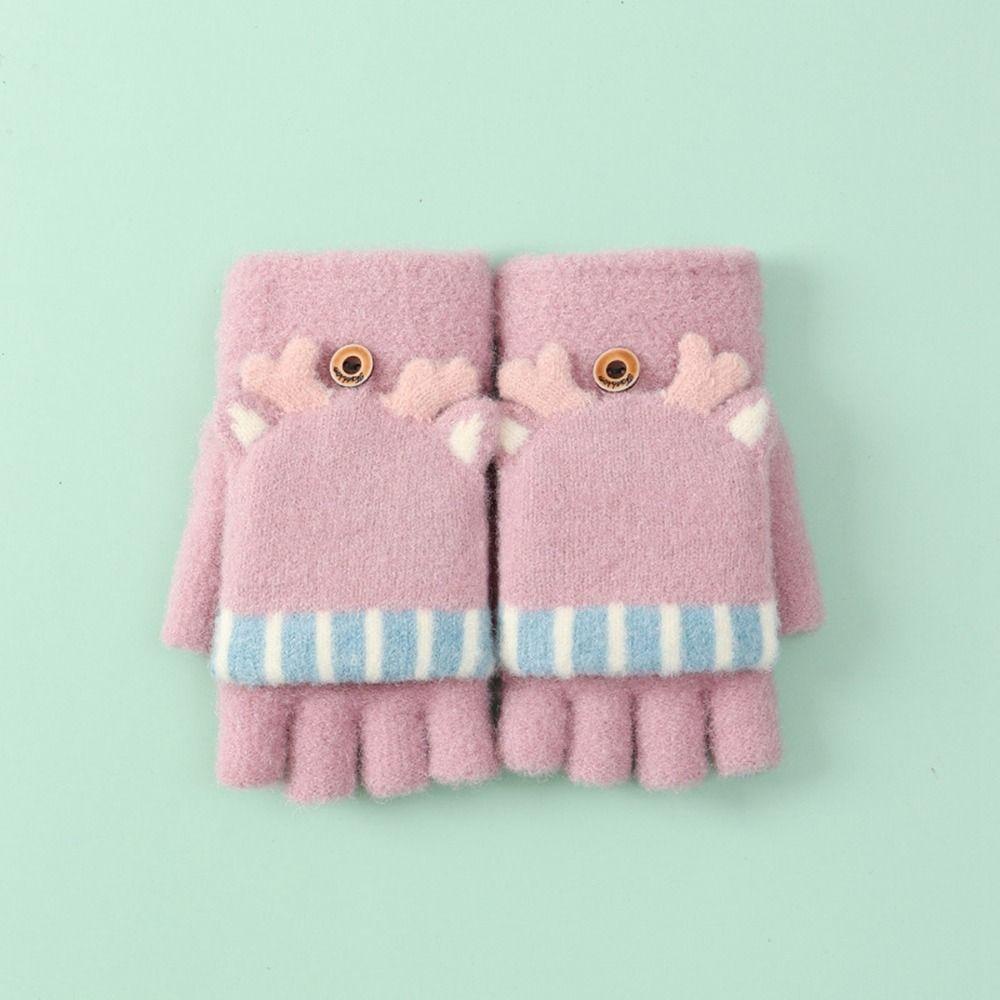 Pockty Găng Tay Hở Ngón Mùa Đông Ấm Áp Họa Tiết Hoạt Hình