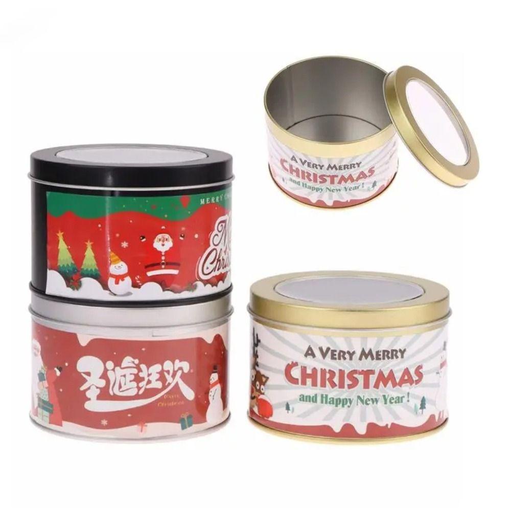 UUMIR Hộp Thiếc Đựng Bánh Kẹo Giáng Sinh mini Hình Tròn Bằng Kim Loại Mạ Thiếc