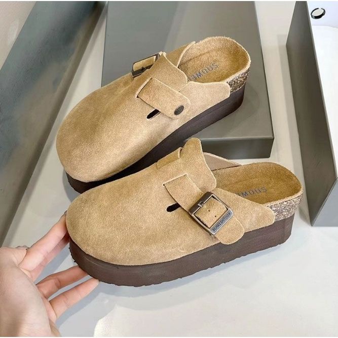BIRKENSTOCK Giày Đế Dày Mũi Tròn Thời Trang Thu Đông Hàng Mới 2023