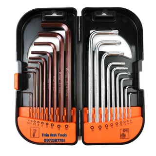 Bộ lục giác 18 chi tiết Kapusi Japan gồm đầu hoa thị và đầu bi cao cấp, bộ lục giác bông mai lục giác 2 trong 1