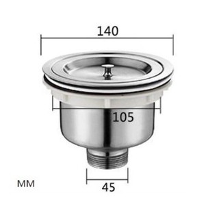 Bộ lọc bầu xả chậu rửa chén inox 304 phi 140