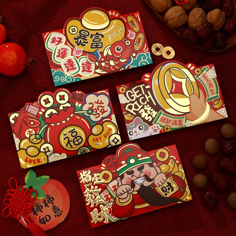 Bao Lì Xì Năm Con Rồng Hoạt Hình Ba Chiều Màu Đỏ Phong Bì Sáng Tạo Độc Đáo Làm Quà Tặng Cho Trẻ Em 2024