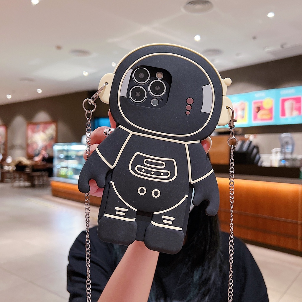 Ốp Điện Thoại Dẻo Họa Tiết Phi Hành Gia Kèm Dây Đeo Cho redmi 13c note 13 12 12r 12s 11 11t 11s 11r 10 10s 9s 9 pro