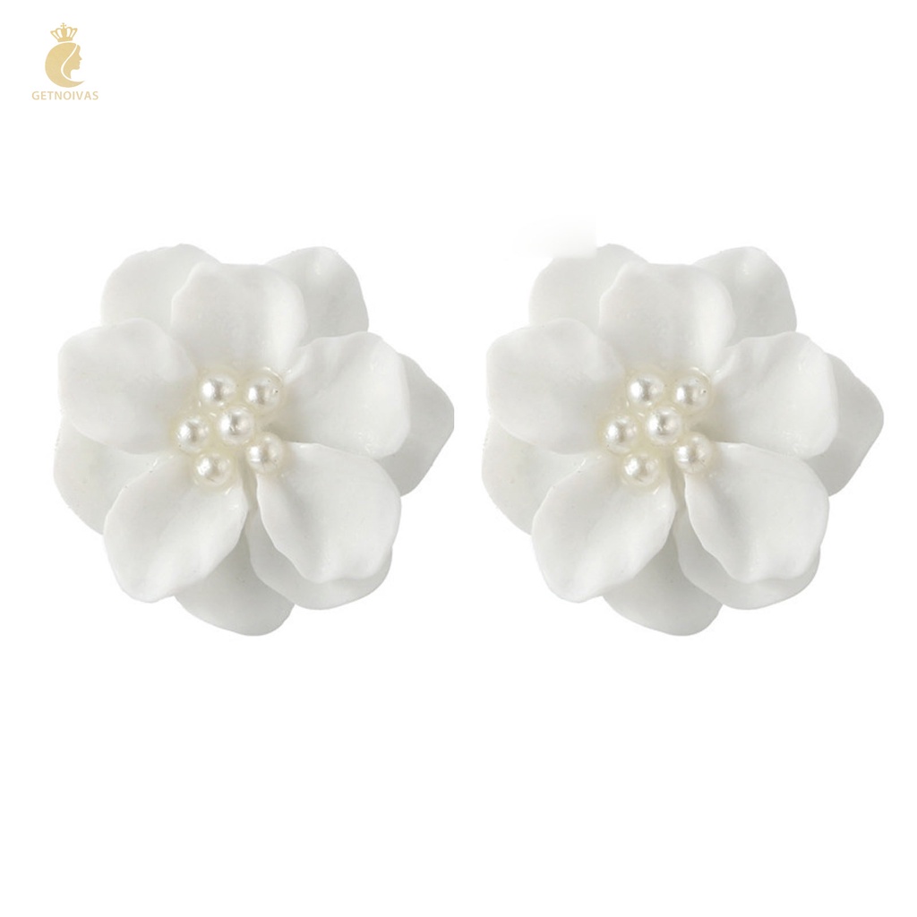 Đôi Khuyên Tai Hình Hoa Đính Ngọc Trai Thanh Lịch Cho Nữ