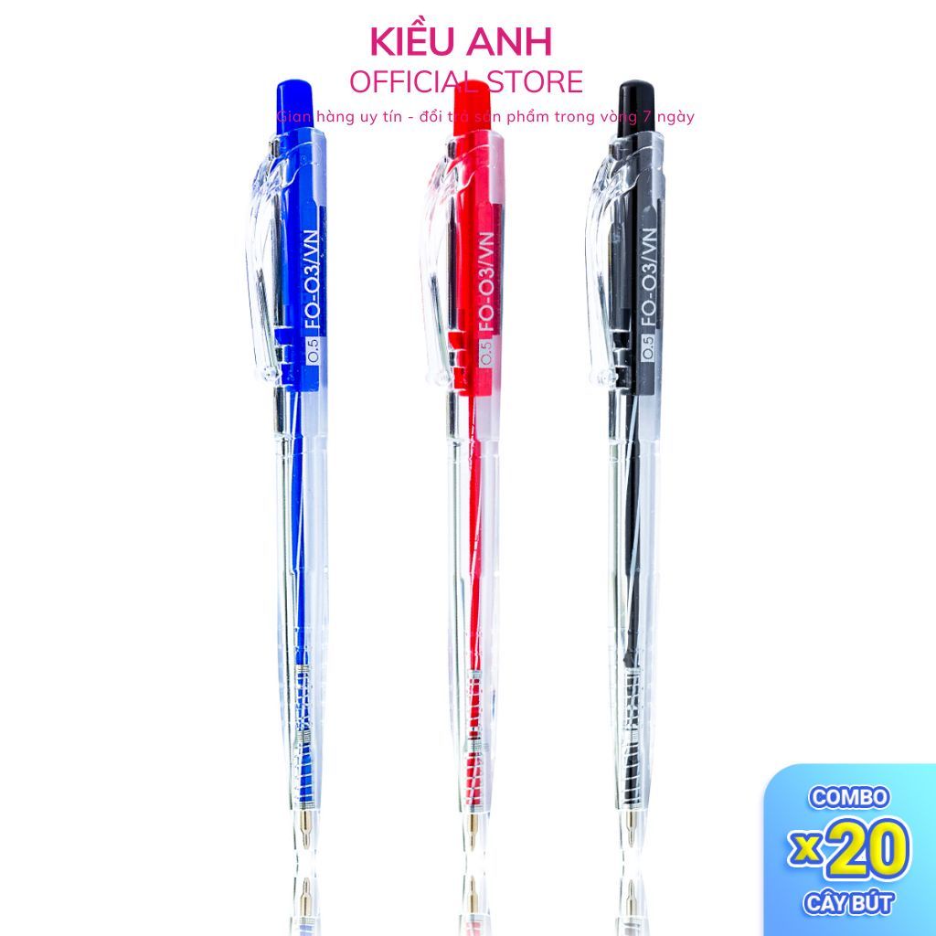 Combo 5/10/20 Bút bi Thiên Long FO-03 ngòi 0.5mm mực xanh/đỏ/đen cấu tạo 3 cạnh ❤️❤️❤️