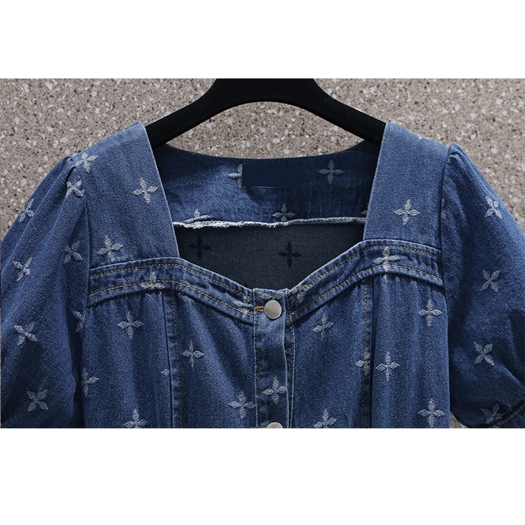 🌸Hàng Order🌸Váy Đầm Bigsize Jean Hoạ Tiết Tay Bồng Kiểu Cách Dáng Xoè Trẻ Trung Nữ Tính🌸 Hàng Quảng Châu