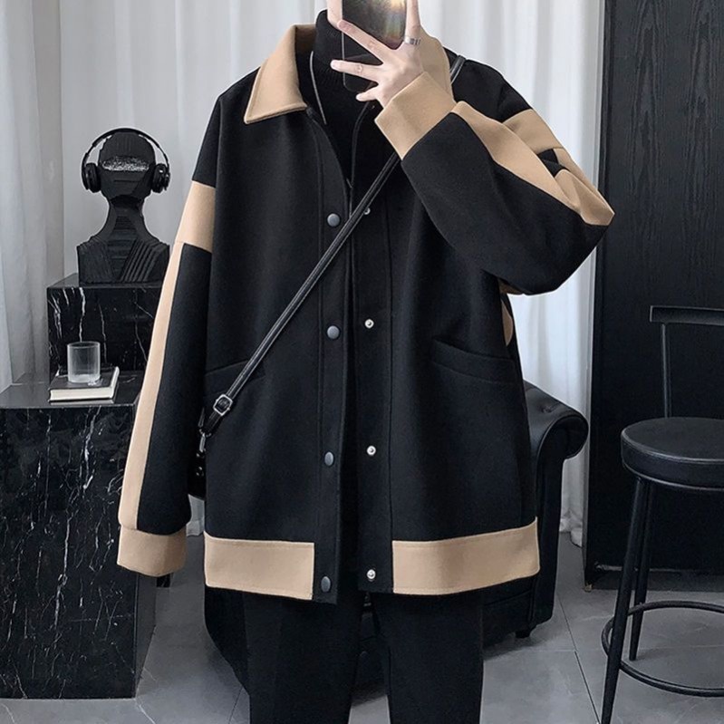 Áo Khoác Nam Vải Len plus size Phong Cách Hàn Quốc Thời Trang Thu Đông