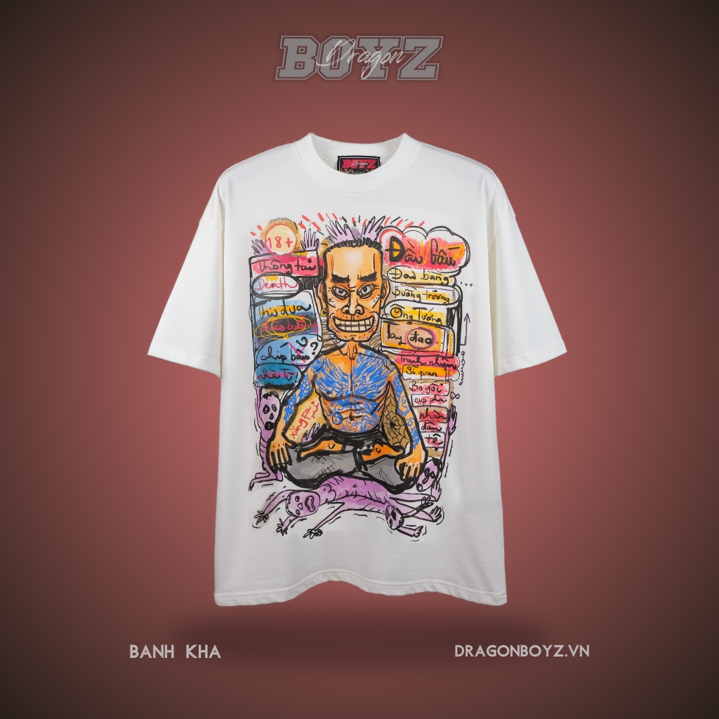 Áo Thun Tay Lỡ Unisex Bánh Khả, 100% Cotton, Thiết Kế Độc Quyền, Hình In DTG - Dragon Boyz Brand Chính Hãng
