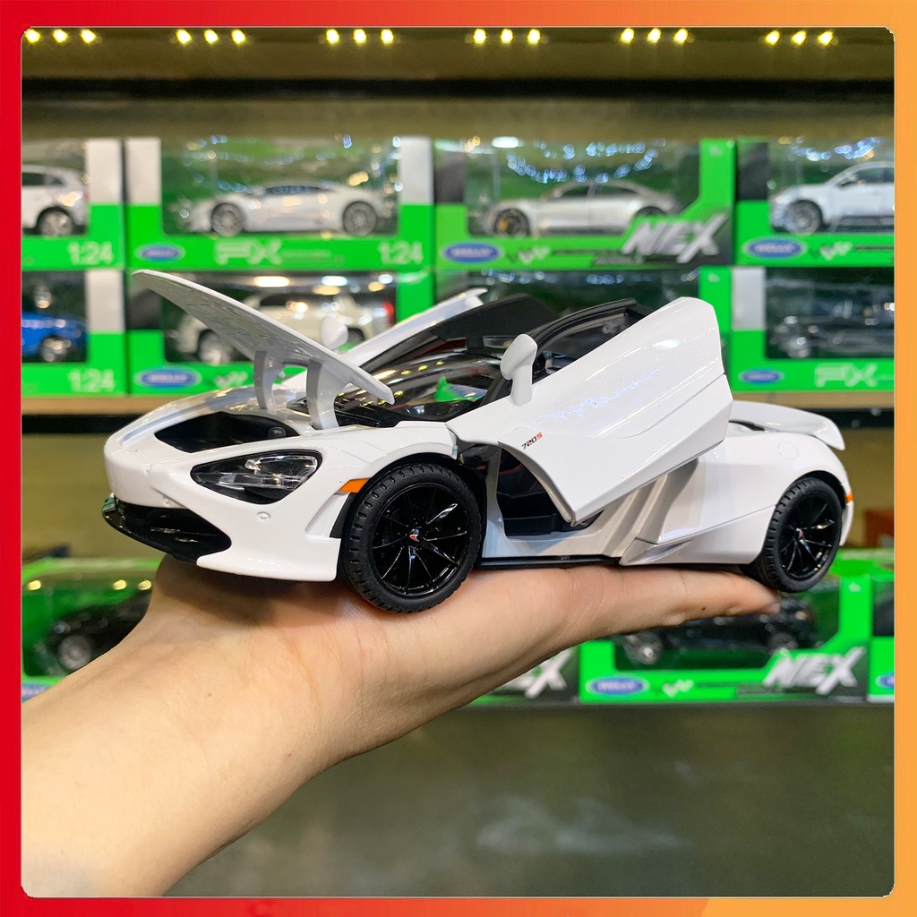 Giá rẻ Mô hình xe Mclaren 720S tỉ lệ 1:24 JINLIFANG sập sàn hộp bí ấn, tặng ô tô