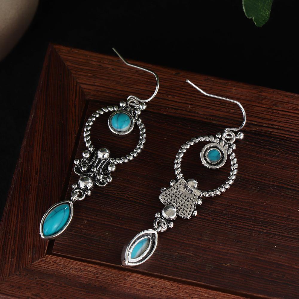 Bông Tai Mạ Bạc Hình Hoa Lá Phong Cách Retro