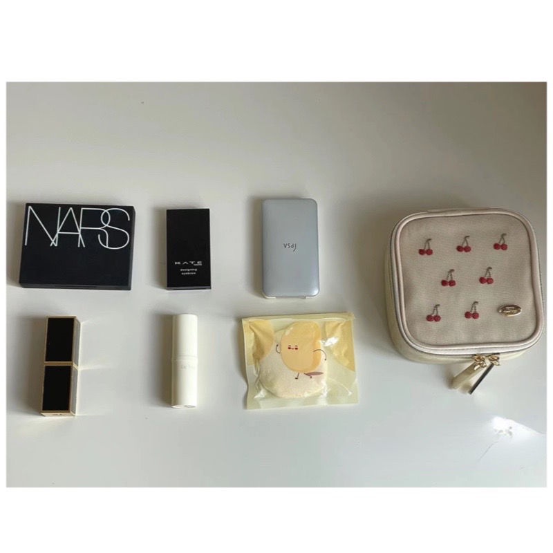 Dễ Thương Túi Đựng Mỹ Phẩm: Túi Vuông mini Thêu Họa Tiết cherry Làm Quà Giáng Sinh