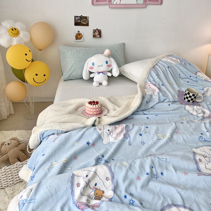 1 Chăn Lông Cừu Chống Tĩnh Điện Đa Năng Có Khóa Kéo In Hoạt Hình kuromi Dễ Thương