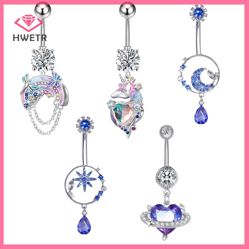 Khuyên Rốn Thép Không Gỉ Hình Kỳ Lân Đính Đá zircon Mới