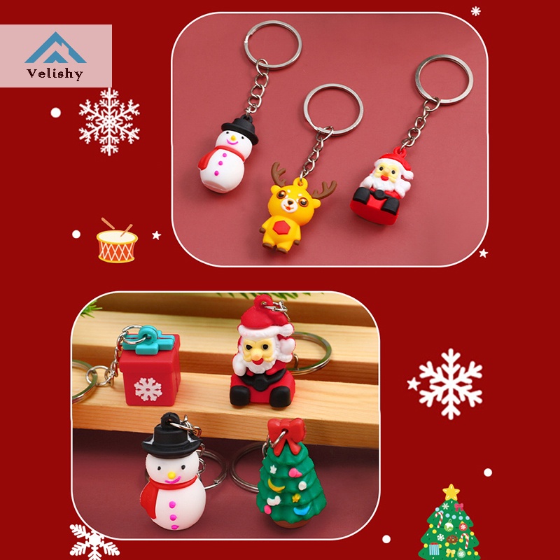 Móc khóa VELISHY thiết kế ông già Noel tuần lộc ggs 3D bằng silicon dễ thương