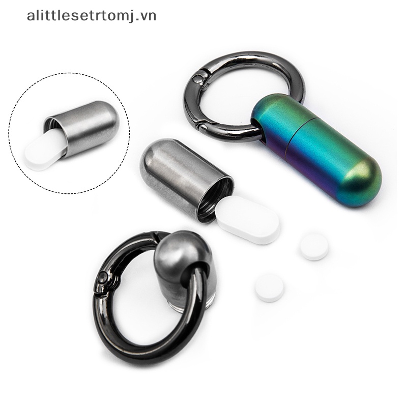 Alittlesetrtomj 1 Bình Đựng Thuốc mini Bằng Hợp Kim Titan Chống Thấm Nước Có Móc Khóa Tiện Dụng vn