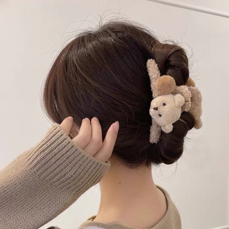 Kẹp Tóc Lông Nhung Hoạt Hình Phong Cách Hàn Quốc Dễ Thương Xinh Xắn 14cm