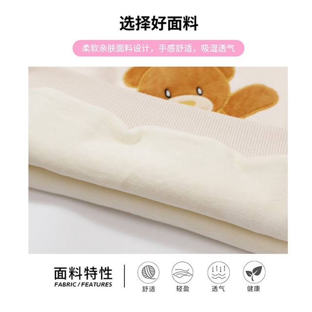 Áo Nỉ Lót Lông Cừu Thêu Hình Gấu Hoạt Hình Phong Cách Hàn Quốc Thời Trang Thu Đông Dành Cho Bé Gái 90-140cm