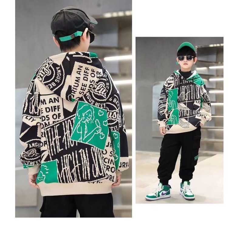 Áo Hoodie Tay Dài Thời Trang Thu Đông Cho Bé 110-170cm