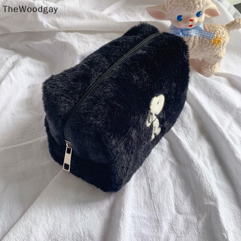 Thewoodgay Túi Đựng Bút / Mỹ Phẩm Bằng Vải Bông Sức Chứa Lớn Hình Chú Chó snoopy Cho Nữ