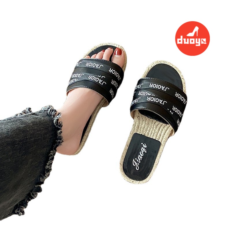 Duoya Dép Lười Đế Cói Hở Ngón Thời Trang Mùa Hè Cho Nữ