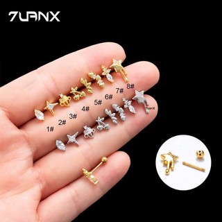 1 Khuyên Tai Thép Không Gỉ Đính Hạt Đá zircon Phiên Bản Hàn Quốc Xoắn Ốc
