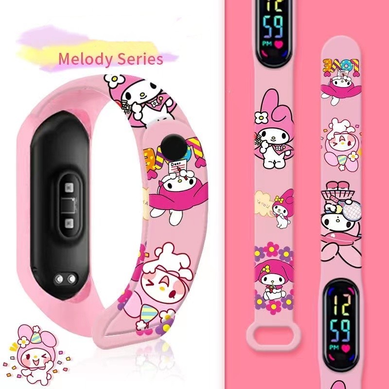 Đồng Hồ Đeo Tay sanrio melody Có Dây Đeo In Hình anime Dễ Thương Cho Bé Gái