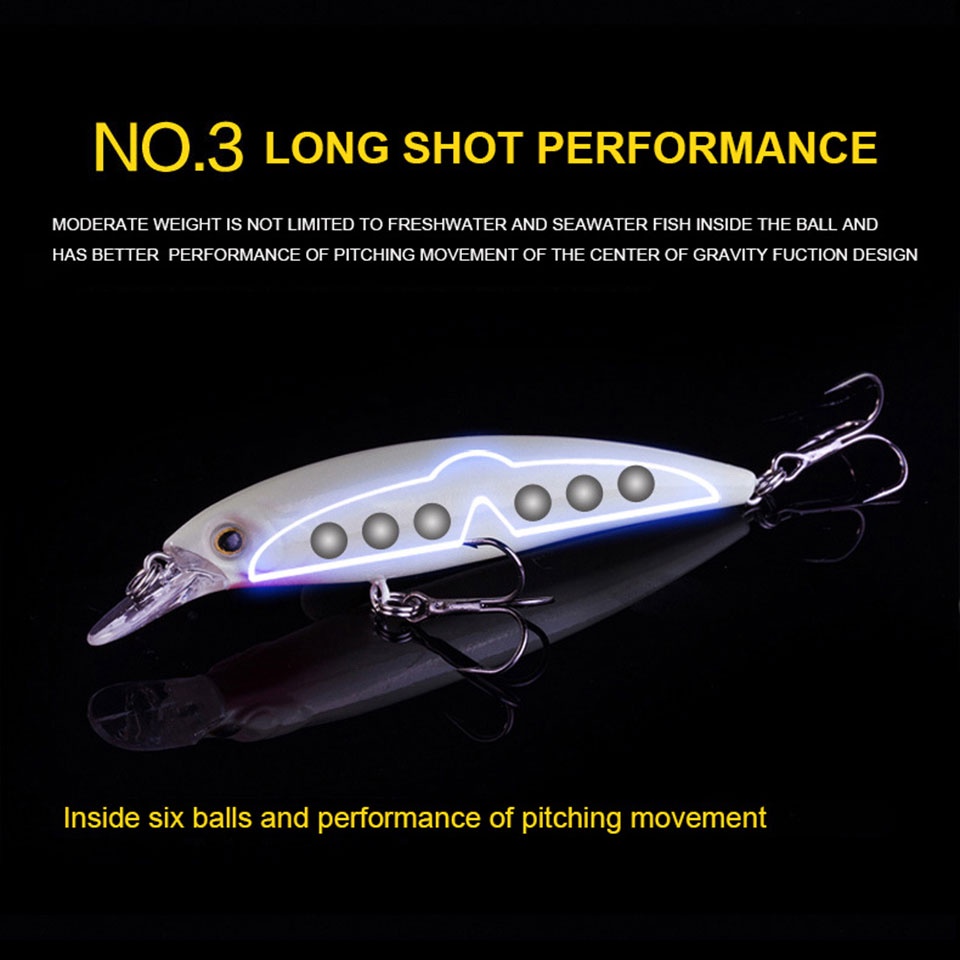 Mồi Câu Cá Giả Hình Cá Dạ Quang Kích Thước 110mm Trong Lượng 14g