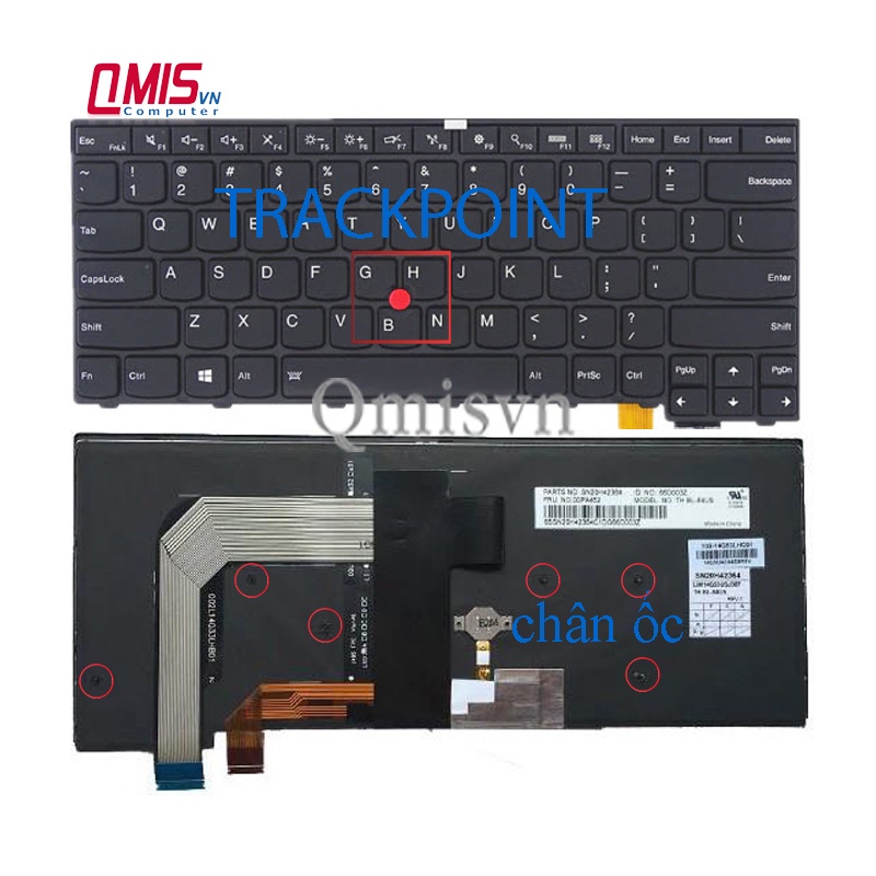 01 núm chuột bàn phím Lenovo Thinkpad T460 T470 T460s T460p T470s T470p T480s T490 X280 E580 X1 Yoga Carbon