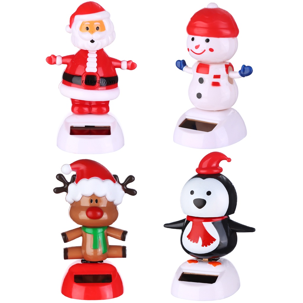 Ratswaiiy 4 Đồ Chơi Người Tuyết Nhảy Múa Sử Dụng Năng Lượng Mặt Trời Hình Ông Già Noel Nhiều Màu Sắc