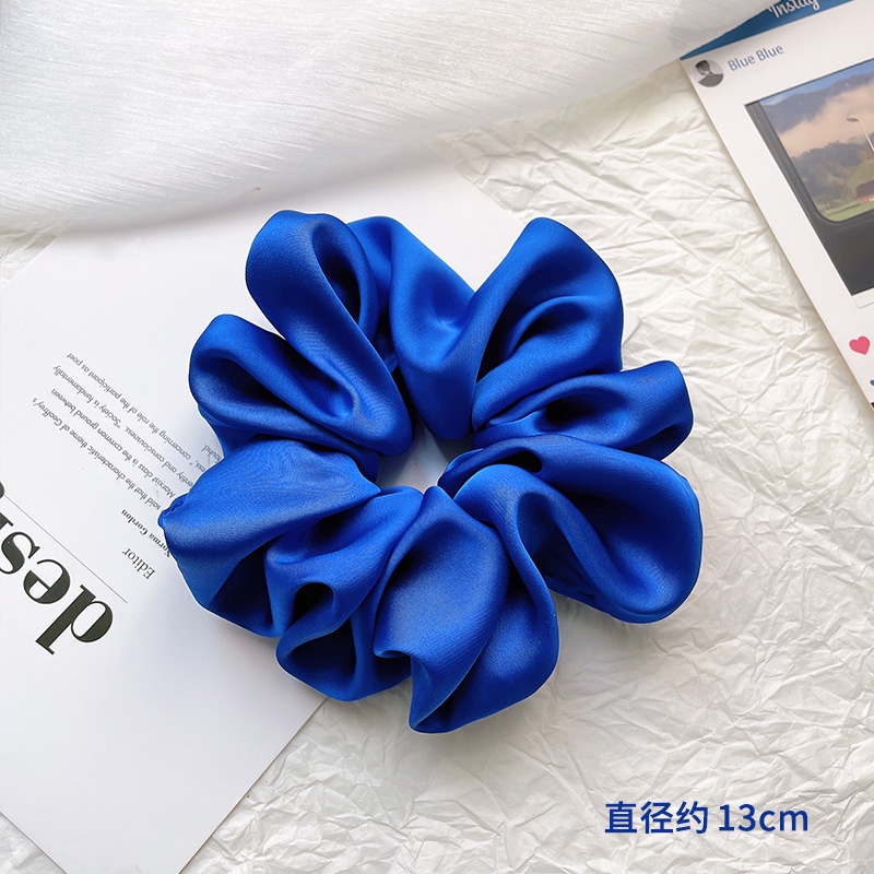 Klein Dây Buộc Tóc Vải satin Bóng Màu Xanh Dương Cỡ Lớn Thời Trang Cho Nữ