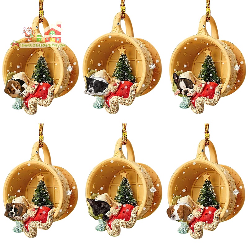 Dây Treo Trang Trí Giáng Sinh Bằng acrylic Hình Chú Chó Dễ Thương