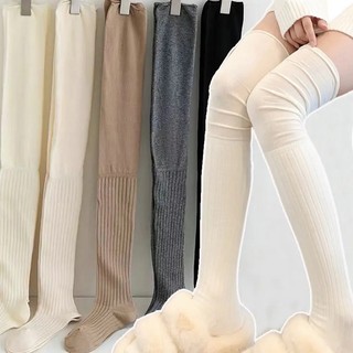 Tất len ống dày giữ ấm Vớ đùi nữ siêu dày dặn