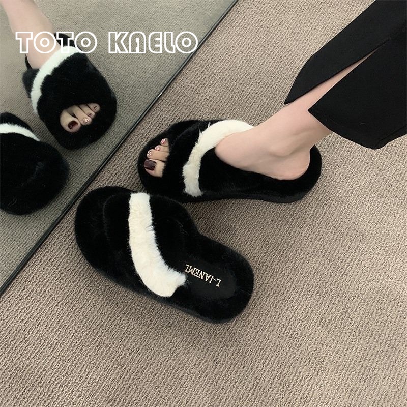 TOTOK  dép lông dép bông Đế Dày dép quai hậu đế cao 2023 hot trend Thấm hút mồ hôi Đế chống trơn trượt Thời thượng Kiểu dáng độc đáo FDL23A0ADS 41Z231013