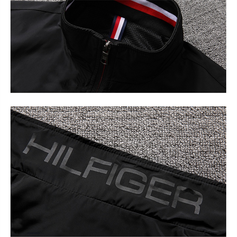 Áo Khoác Gió Thêu logo tommy hilfiger 100% Chính Hãng Phối Lưới Kẻ Sọc Bên Trong Có Khóa Kéo Cho Cặp Đôi