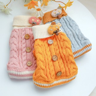 Áo sweater Giữ Ấm Có Nút Ngọt Ngào Thời Trang Thu Đông Cho Thú Cưng