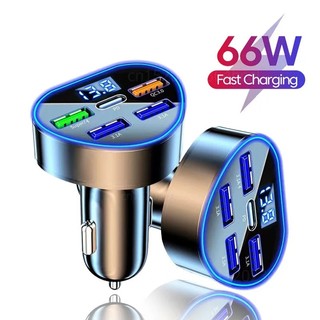 SAMSUNG Tẩu Sạc Nhanh qc3.0 pd usb type c 5 Cổng 66w Màn Hình Kỹ Thuật Số Cho Xe Hơi huawei