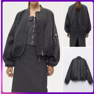 Áo khoác bomber zara 23 xếp ly dáng rộng phối túi thời trang thu đông2731276