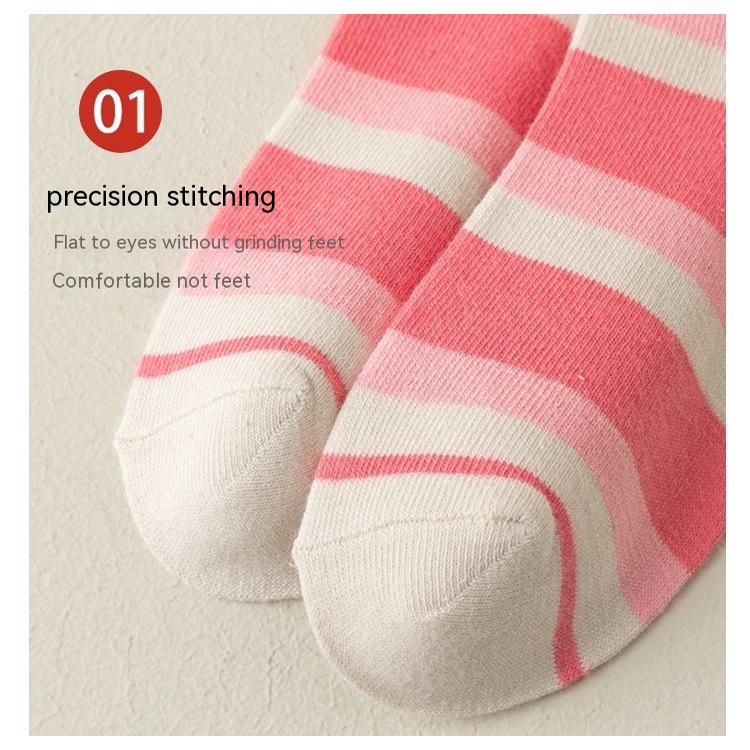 Vớ cotton Cổ Cao Thoáng Khí Thấm Hút Mồ Hôi In Họa Tiết Dâu Tây Hoạt Hình Phong Cách Hàn Quốc Dễ Thương Thời Trang Thu Đông Cho Bé Gái