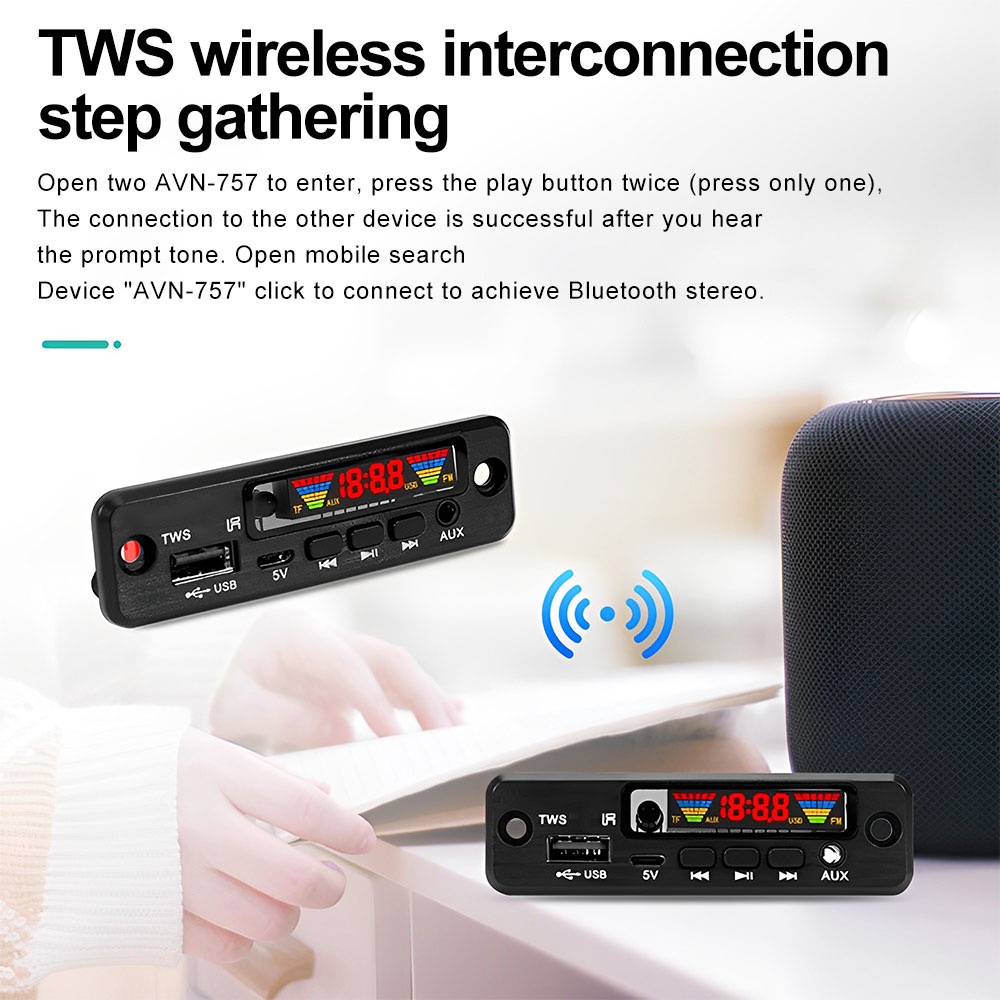 DIYMORE Bảng Mạch Giải Mã Âm Thanh mp3 bluetooth 5.0 Hỗ Trợ aux fm usb