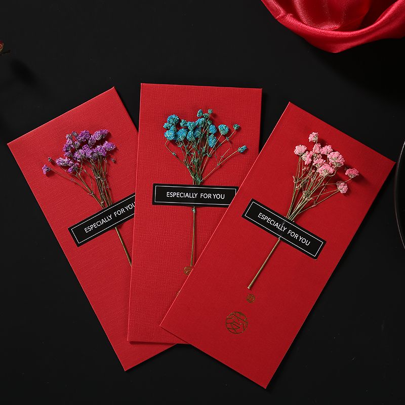 🔥Set 10 Bao Lì Xì Đỏ Họa Tiết Hoa Khô Sáng Tạo Dành Cho Đám Cưới