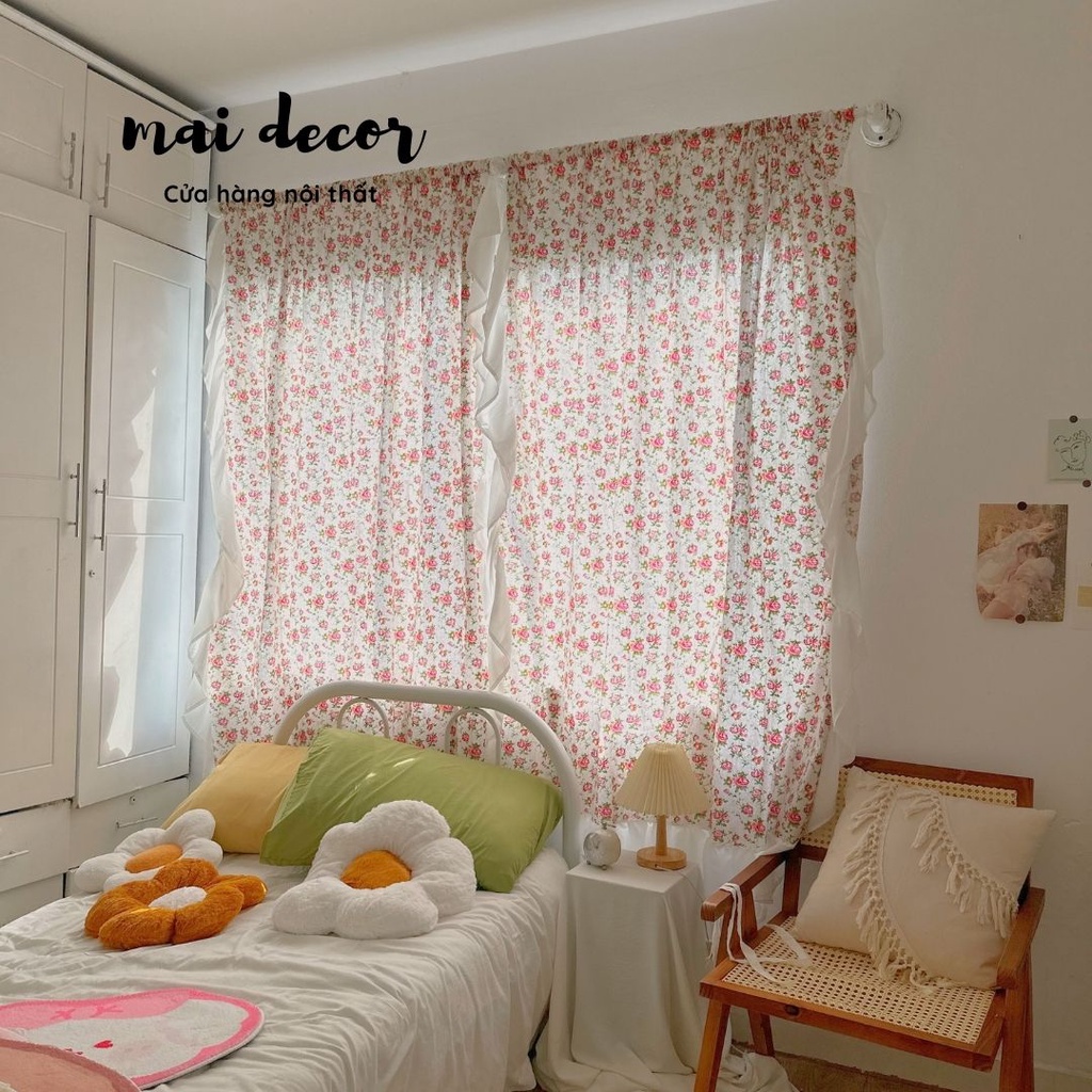Rèm Hoa Hồng Rèm Treo Cửa Sổ, Rèm Cửa Ra Vào Phong Cách Đồng Quê Nước Pháp Thơ Mộng